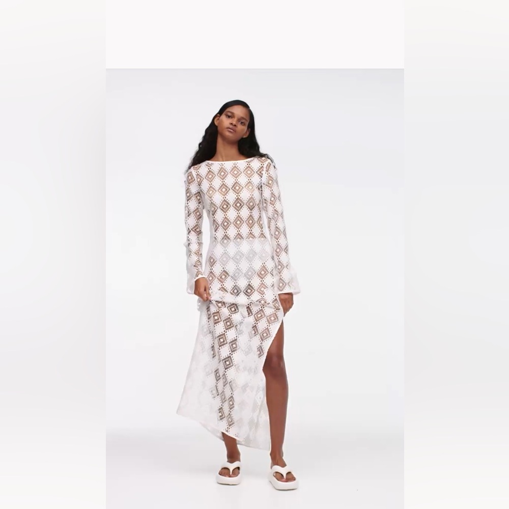 H&M OPEN-BACKED CROCHET LOOK DRESS - Picture 2 of 7